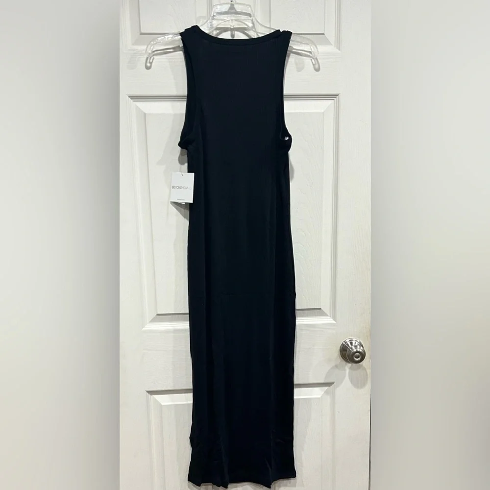 Beyond Yoga Women's XL Formation Tank Dress Black NWT Midi Racerback Soft Slit